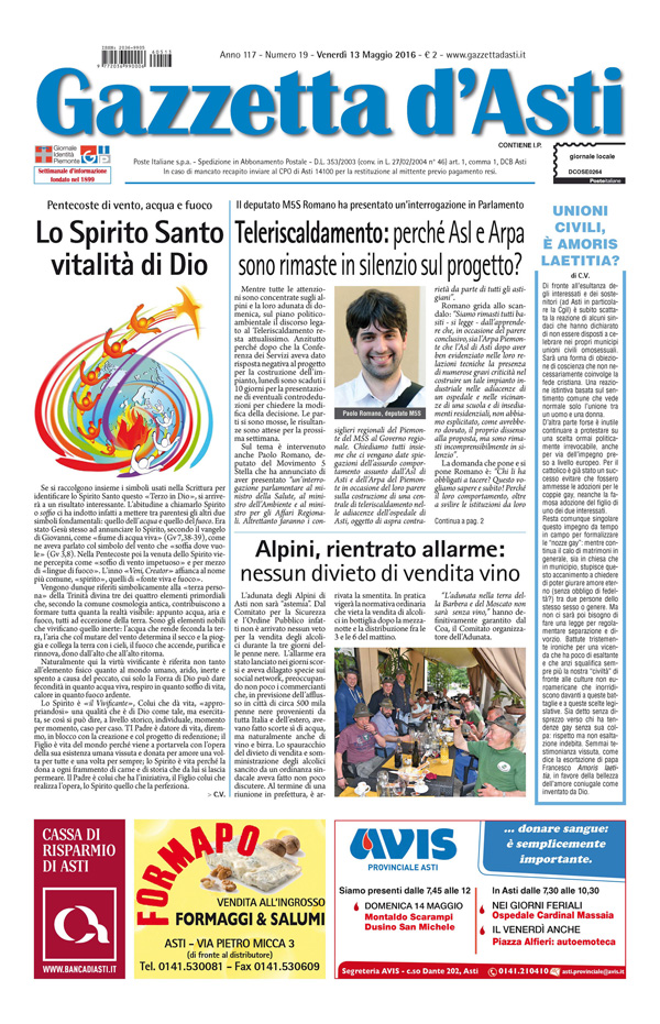 Prima pagina – 13 maggio 2016