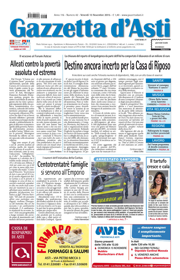 Prima pagina – 13 novembre 2015