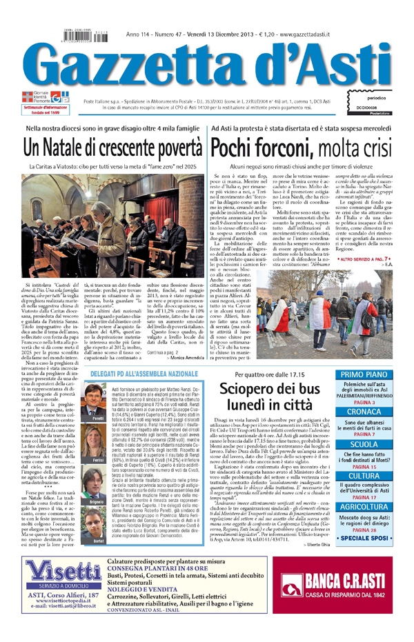 Prima pagina – 13 dicembre 2013