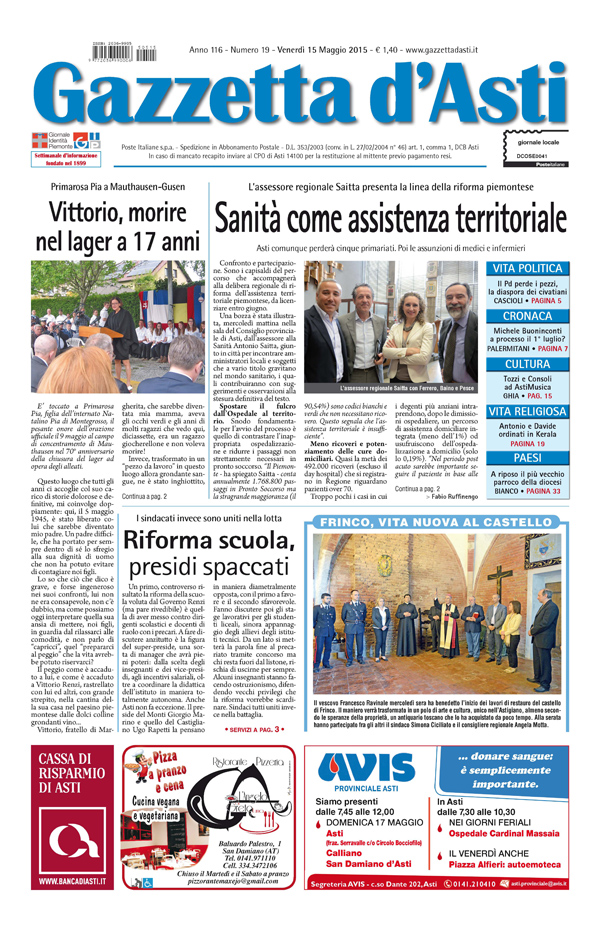 Prima pagina – 15 maggio 2015