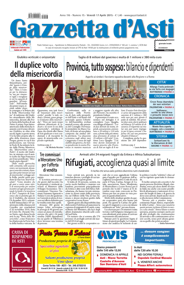 Prima pagina – 17 aprile 2015