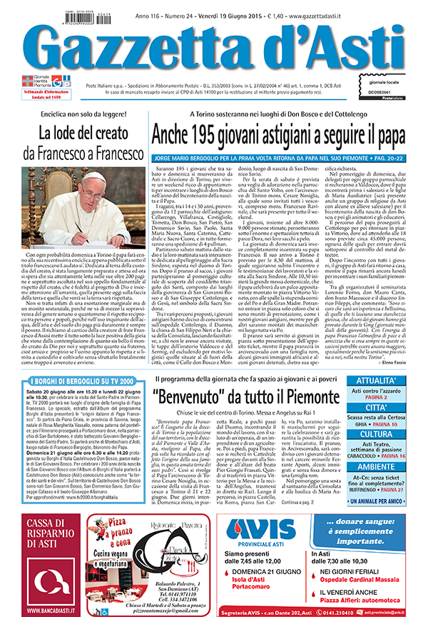 Prima pagina – 19 giugno 2015