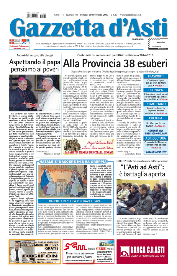 Prima pagina – 20 dicembre 2013