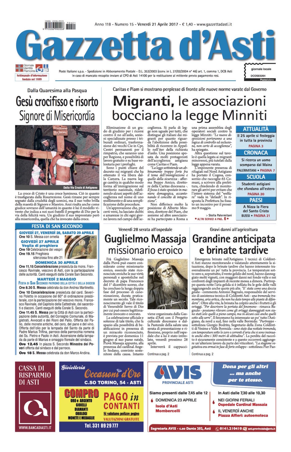 Prima pagina – 21 aprile 2017