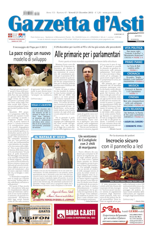 Prima pagina – 21 dicembre 2012