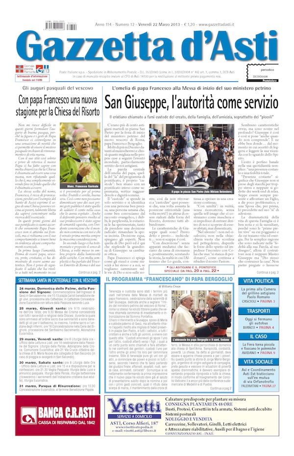 Prima pagina – 22 marzo 2013