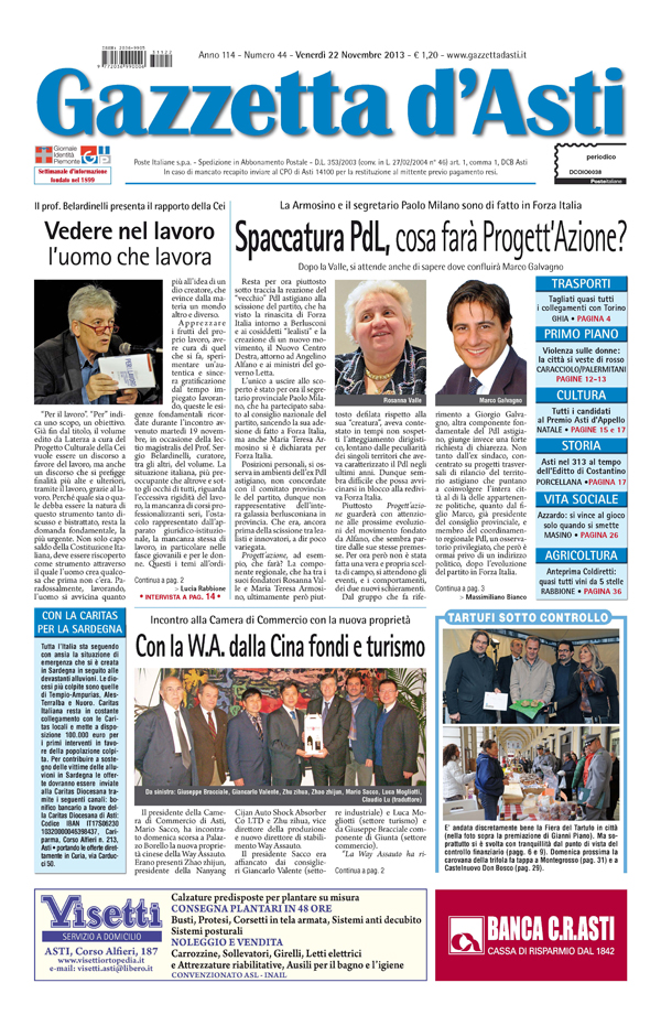 Prima pagina – 22 novembre 2013