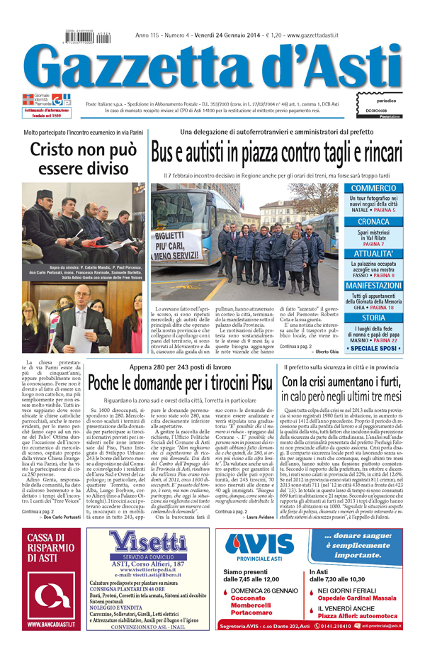 Prima pagina – 24 gennaio 2014