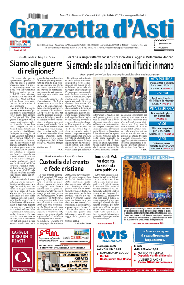 Prima pagina – 25 luglio 2014