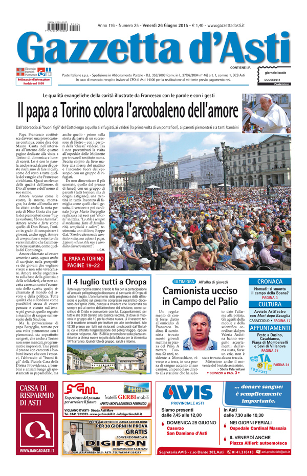 Prima pagina – 26 giugno 2015