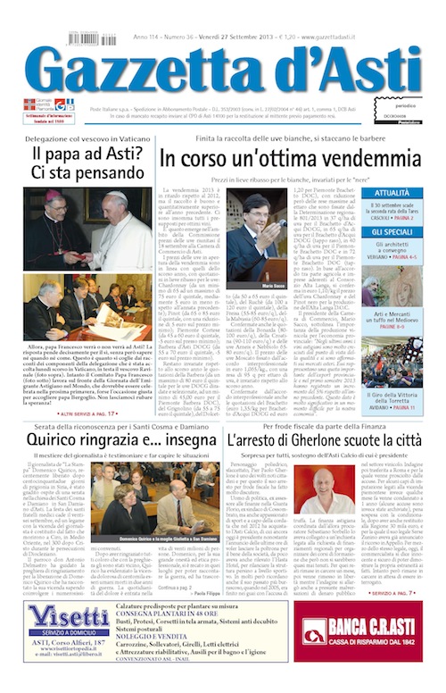 Prima pagina – 27 settembre 2013