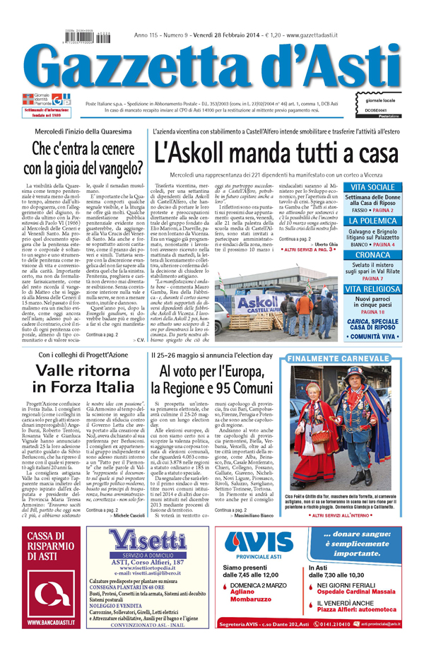 Prima pagina – 28 febbraio 2014