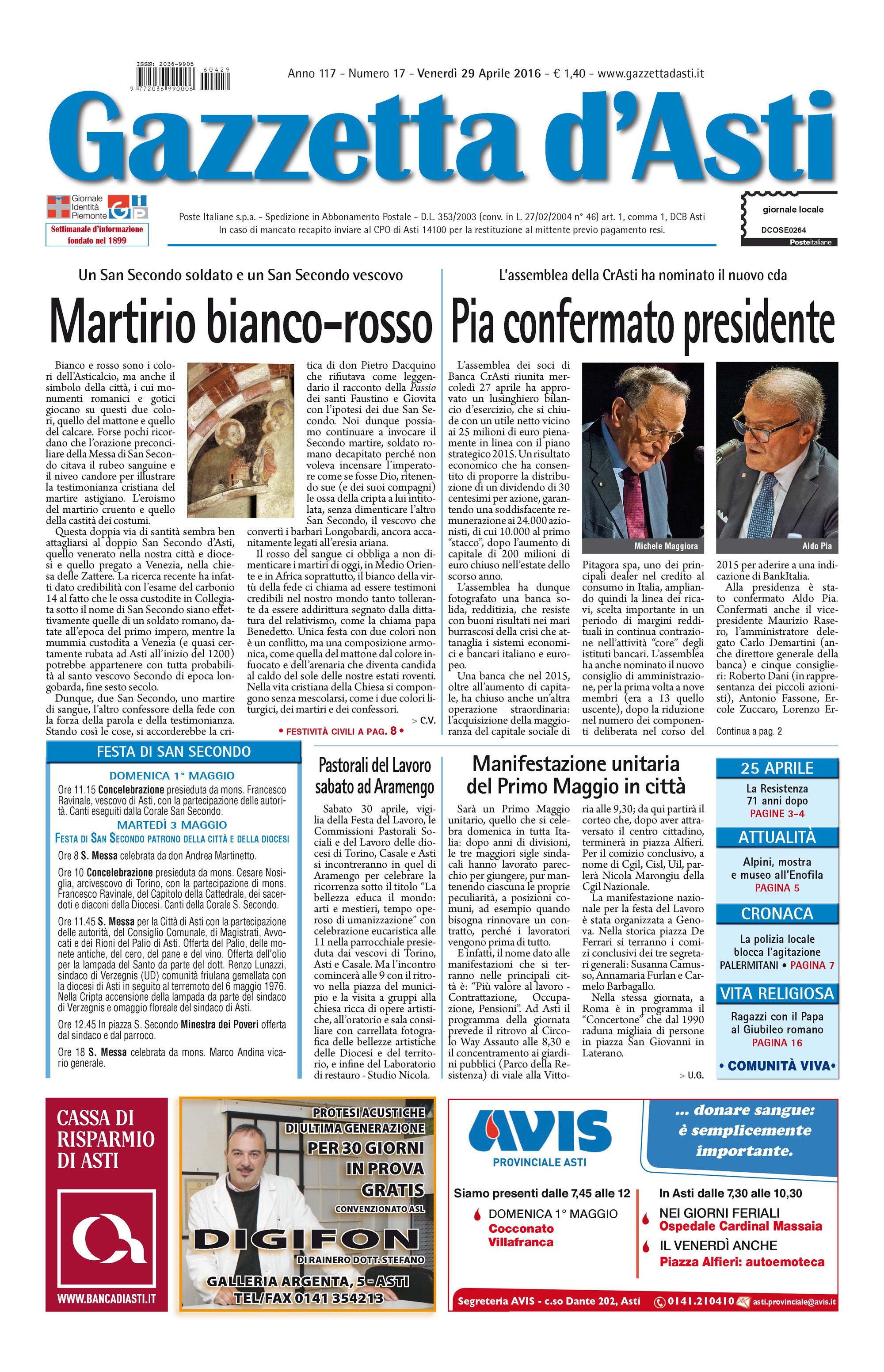 Prima pagina – 29 aprile 2016