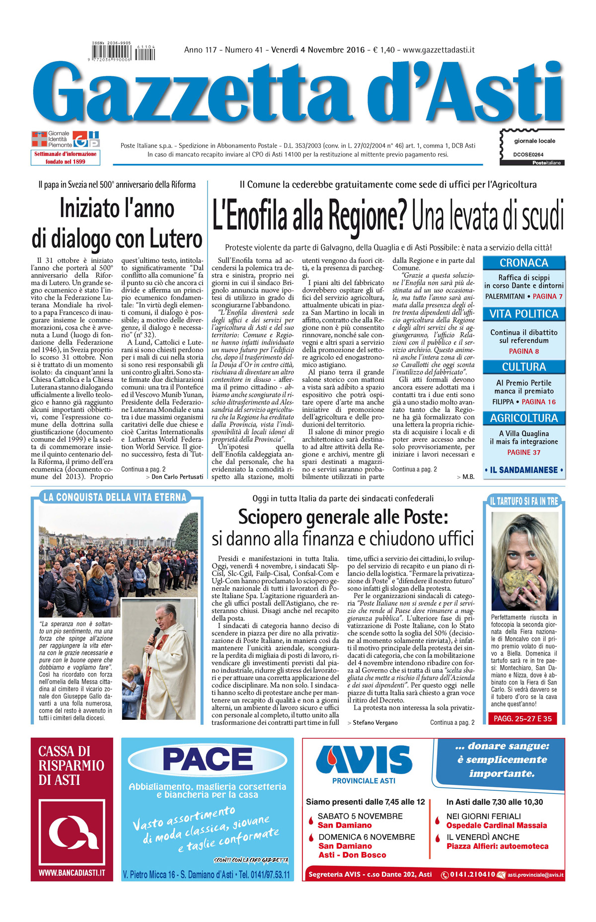 Prima pagina – 4 novembre 2016