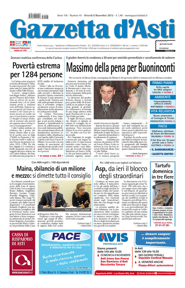 Prima pagina – 6 novembre 2015