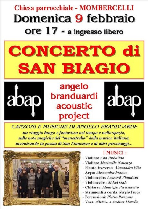 A Mombercelli gli Apab in concerto per San Biagio