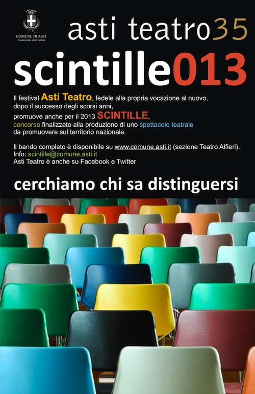 Asti Teatro 35: prorogato il termine ultimo per partecipare a “Scintille”