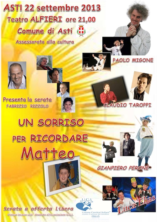 Al Teatro Alfieri “Un sorriso per ricordare Matteo”