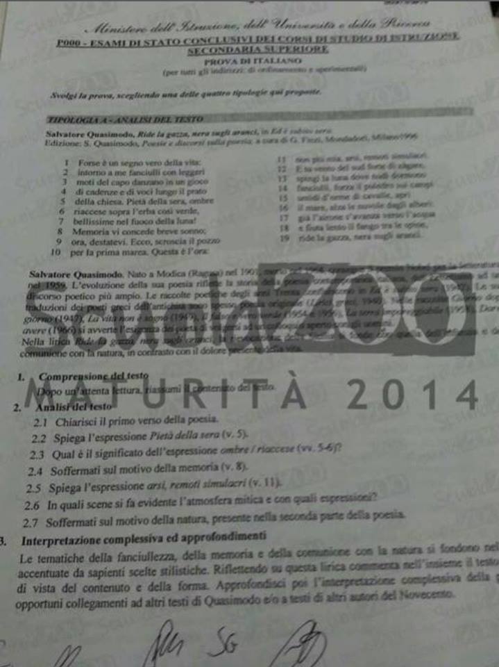 +++ Speciale maturità 2014: mezz’ora dopo l’inizio le tracce sui siti degli studenti +++