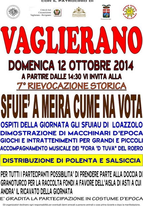 A Vaglierano una domenica fra tradizione e solidarietà con “Sfuiè a meira cume na vota”