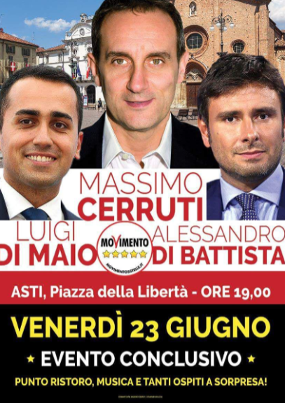 Di Maio e Di Battista ad Asti per Cerruti sindaco