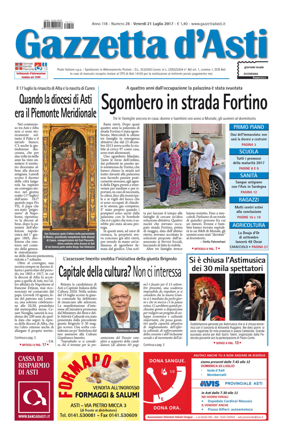 Prima pagina – 21 luglio 2017