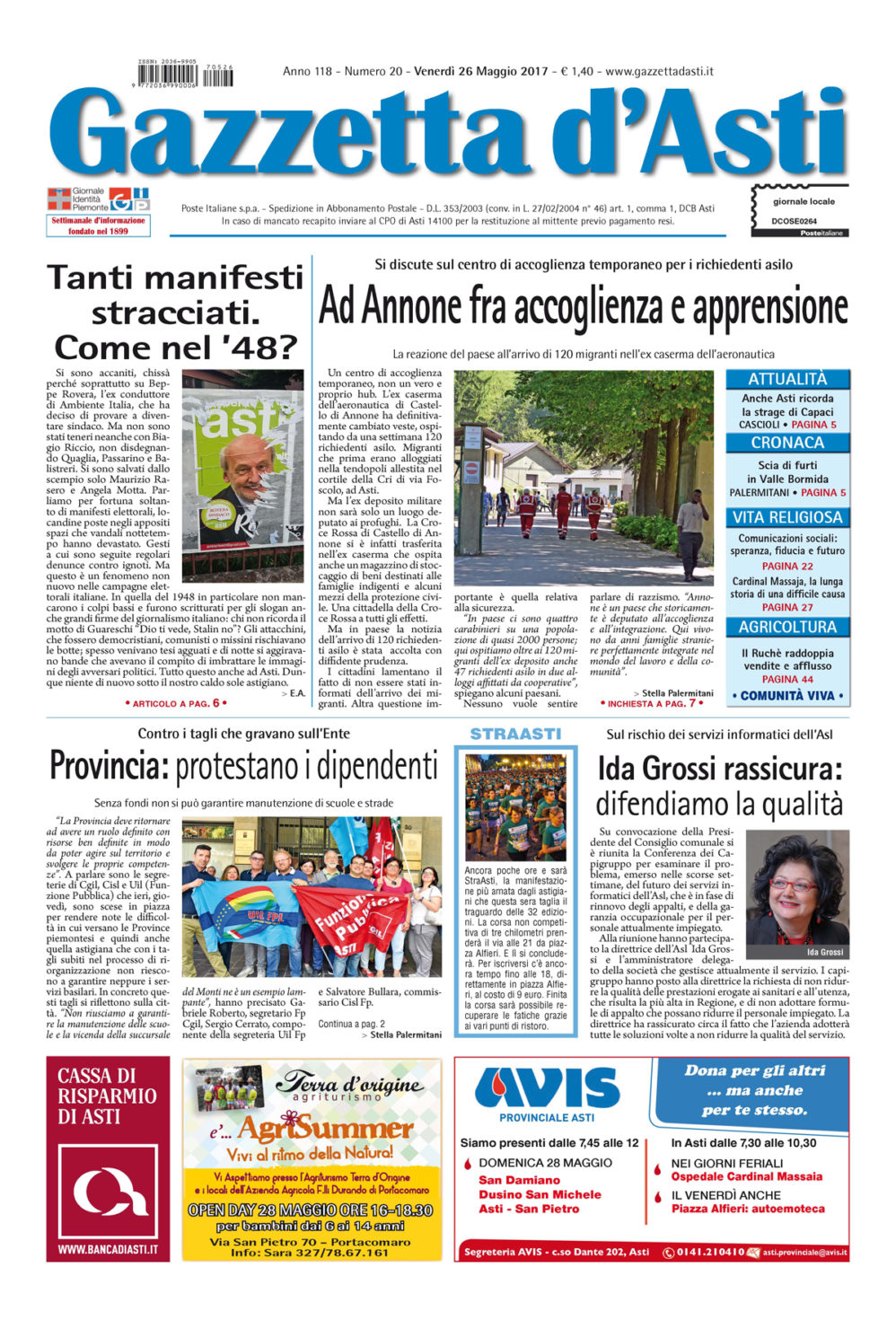 Prima pagina – 26 maggio 2017