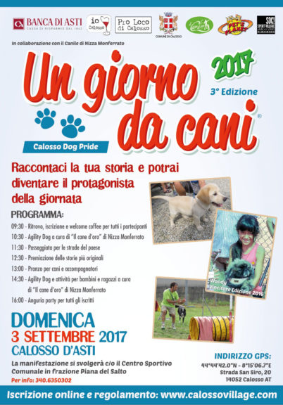 Calosso Dog Pride domenica 3 settembre