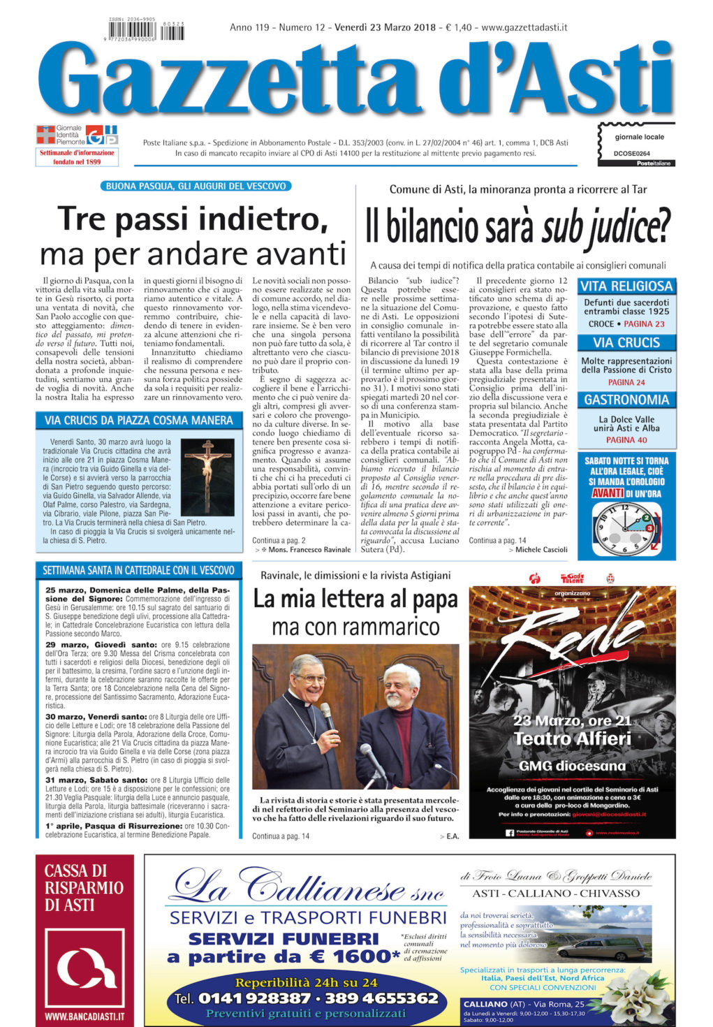 Prima pagina – 23 marzo 2018