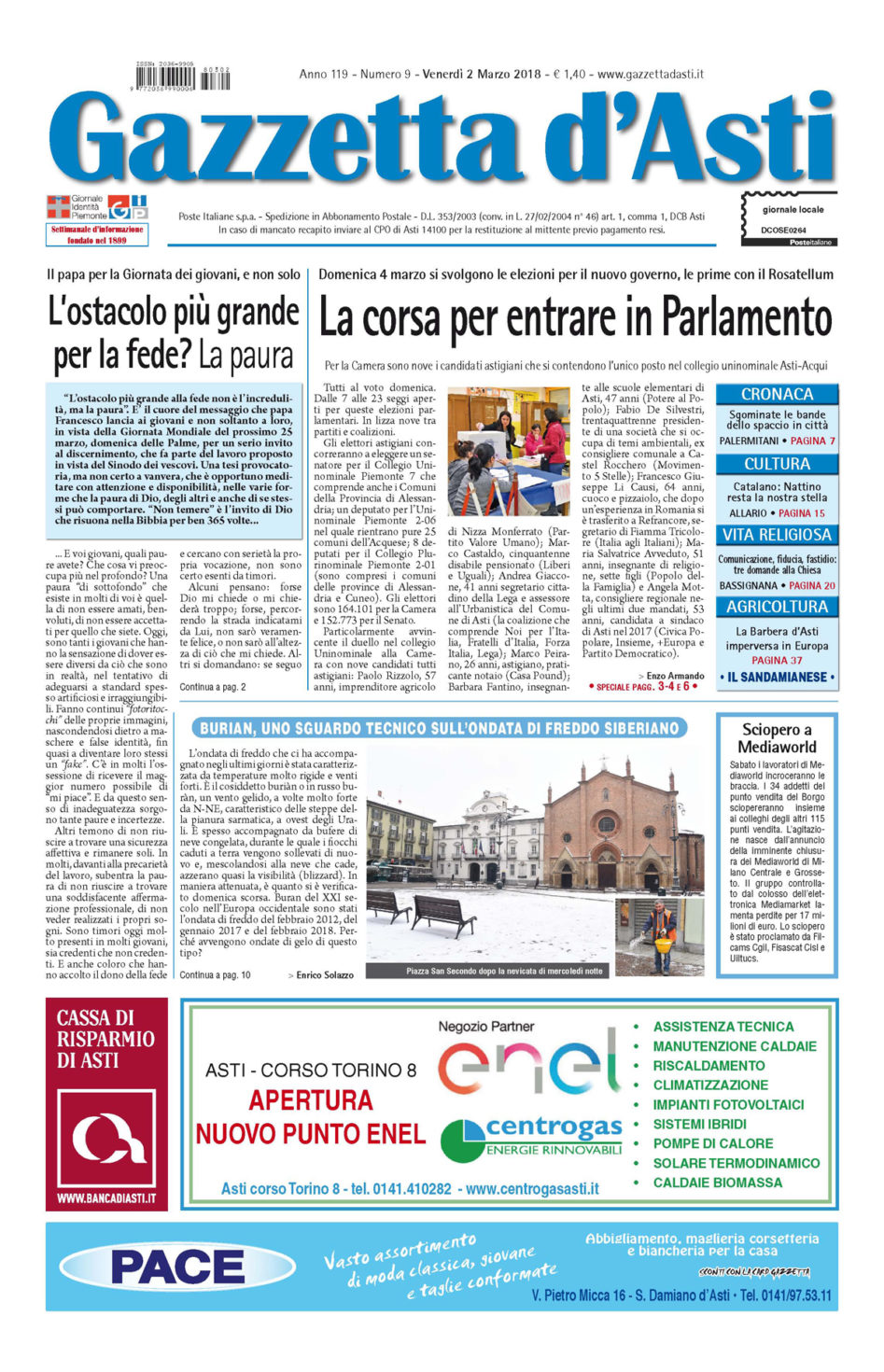 Prima pagina – 2 marzo 2018