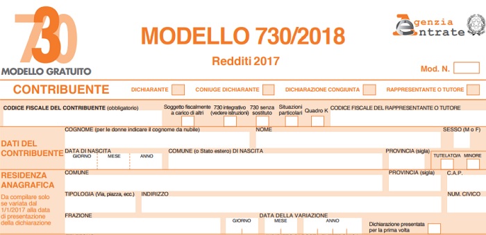 In distribuzione il modello 730/2018 presso l’Ufficio relazioni con il pubblico