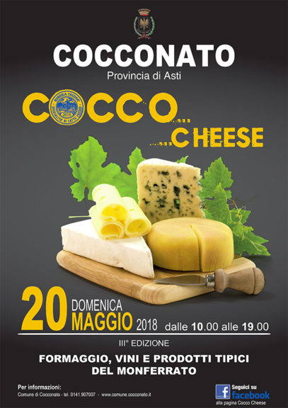Tutto pronto per “Cocco…Cheese”: domenica 20 maggio a Cocconato l’evento dedicato ai formaggi