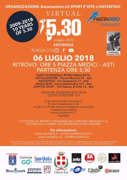 Anche ad Asti si corre all’alba: il 6 luglio la Virtual Run 5.30