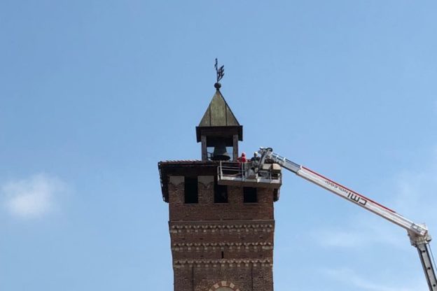 Asti, lavori sulla Torre Troyana dopo il nubifragio