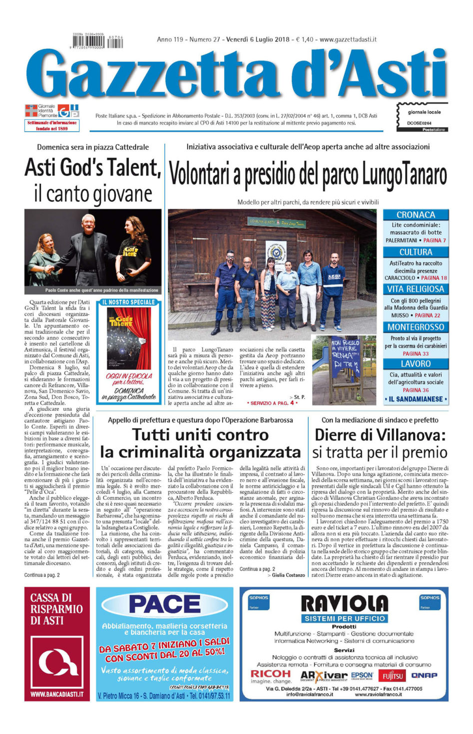 Prima pagina – 6 luglio 2018