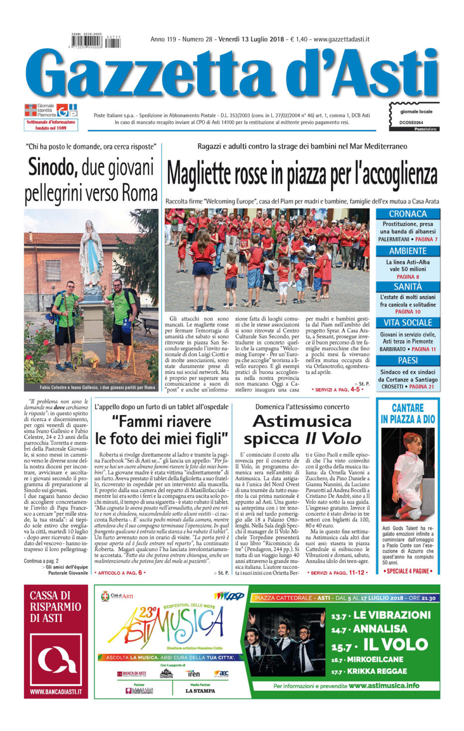 Prima pagina – 13 luglio 2018