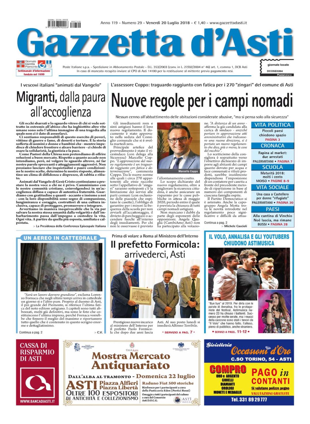 Prima pagina – 20 luglio 2018