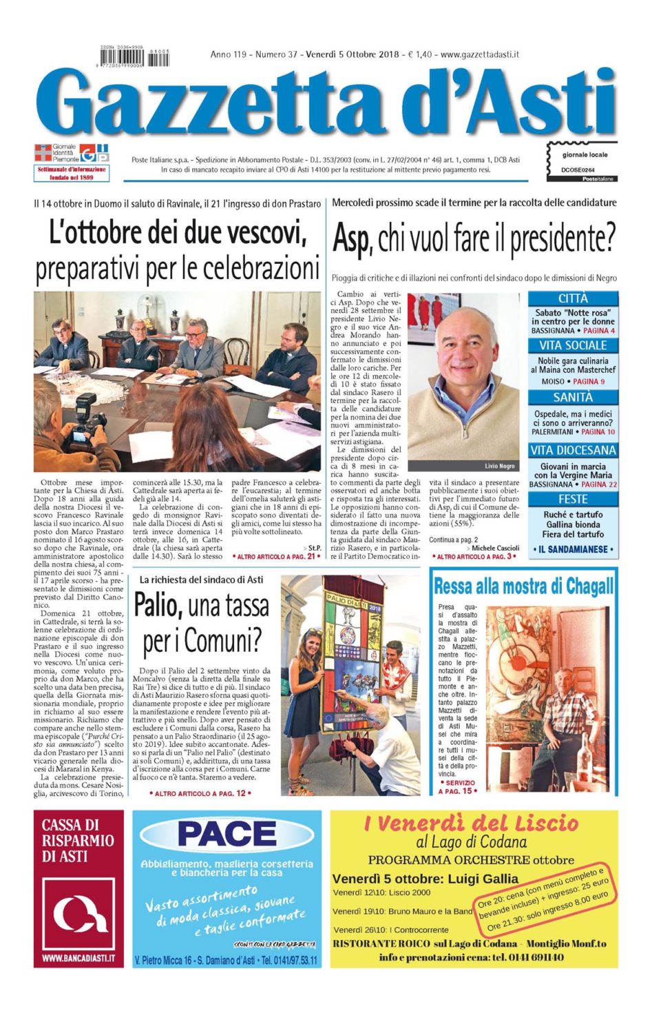 Prima pagina – 5 ottobre 2018