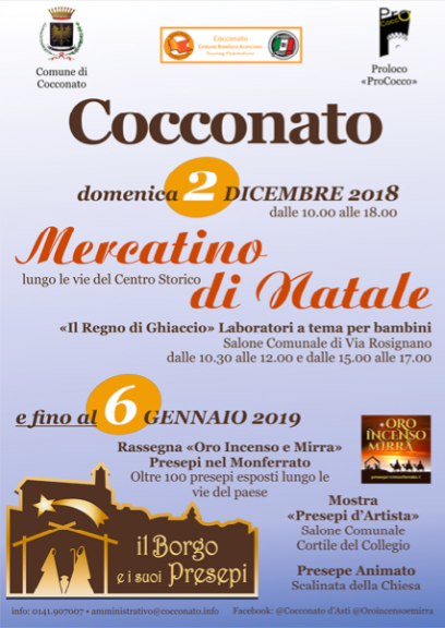 Oro incenso mirra – Presepi nel Monferrato domenica a Cocconato