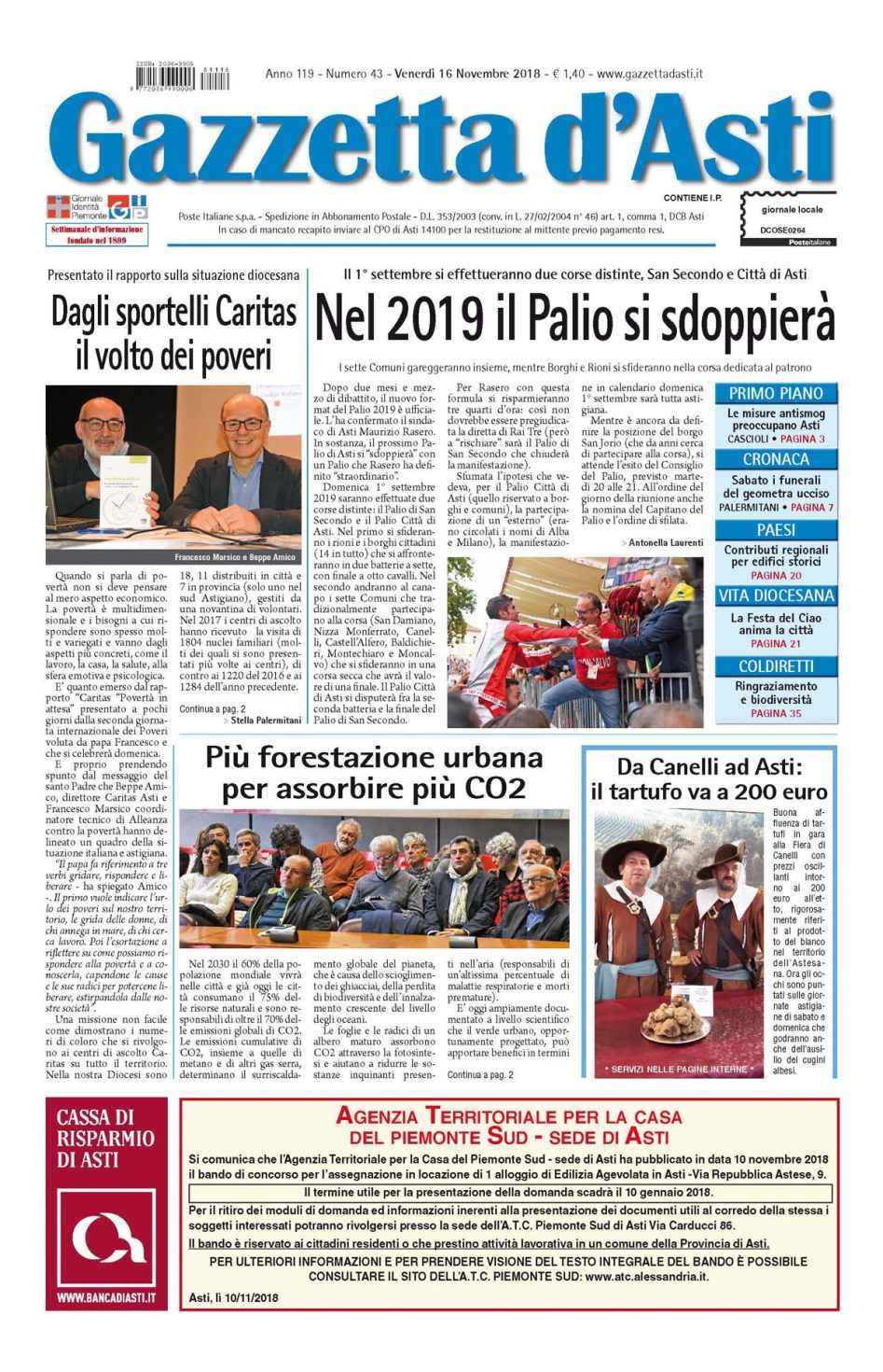 Prima pagina – 16 novembre 2018