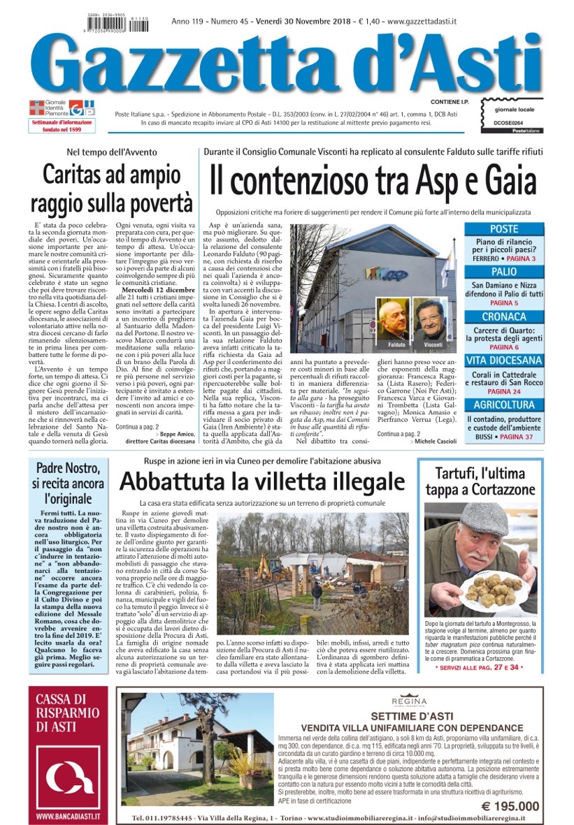 Prima pagina – 30 novembre 2018