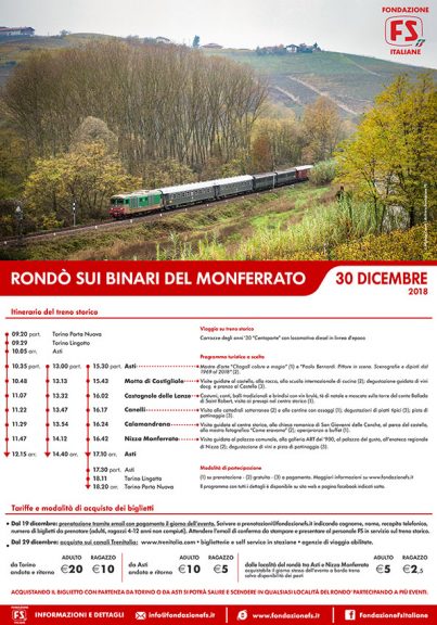 Rondò sui binari del Monferrato: treno storico da Torino a Nizza