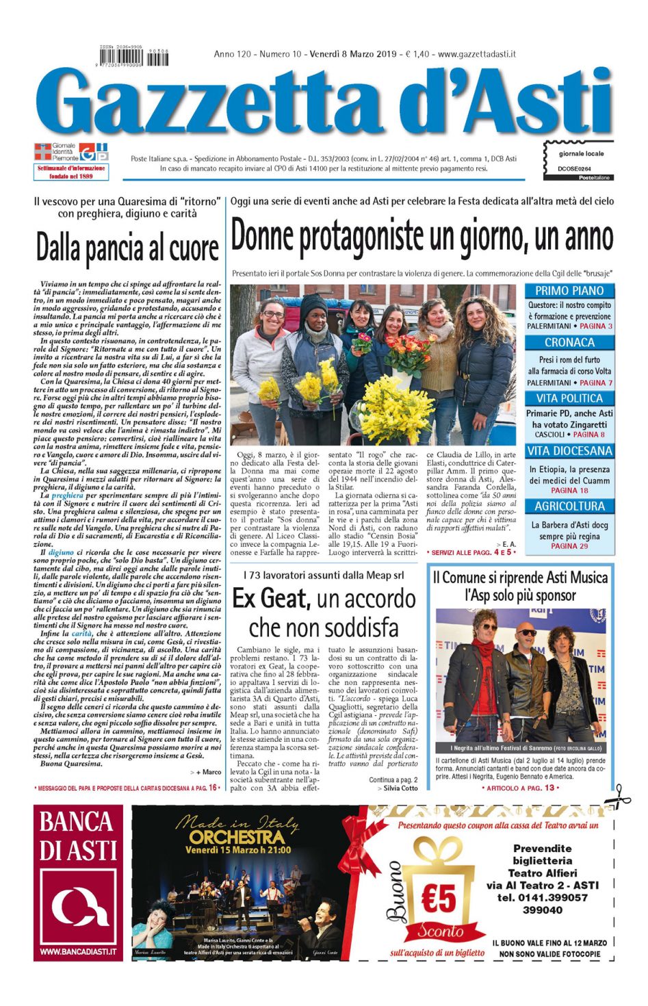 Prima pagina – 8 marzo 2019