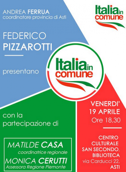 Per “Italia in Comune-Asti” incontro con Federico Pizzarotti