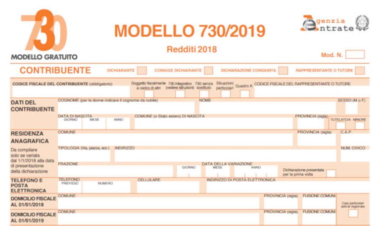 In distribuzione il modello 730/2019