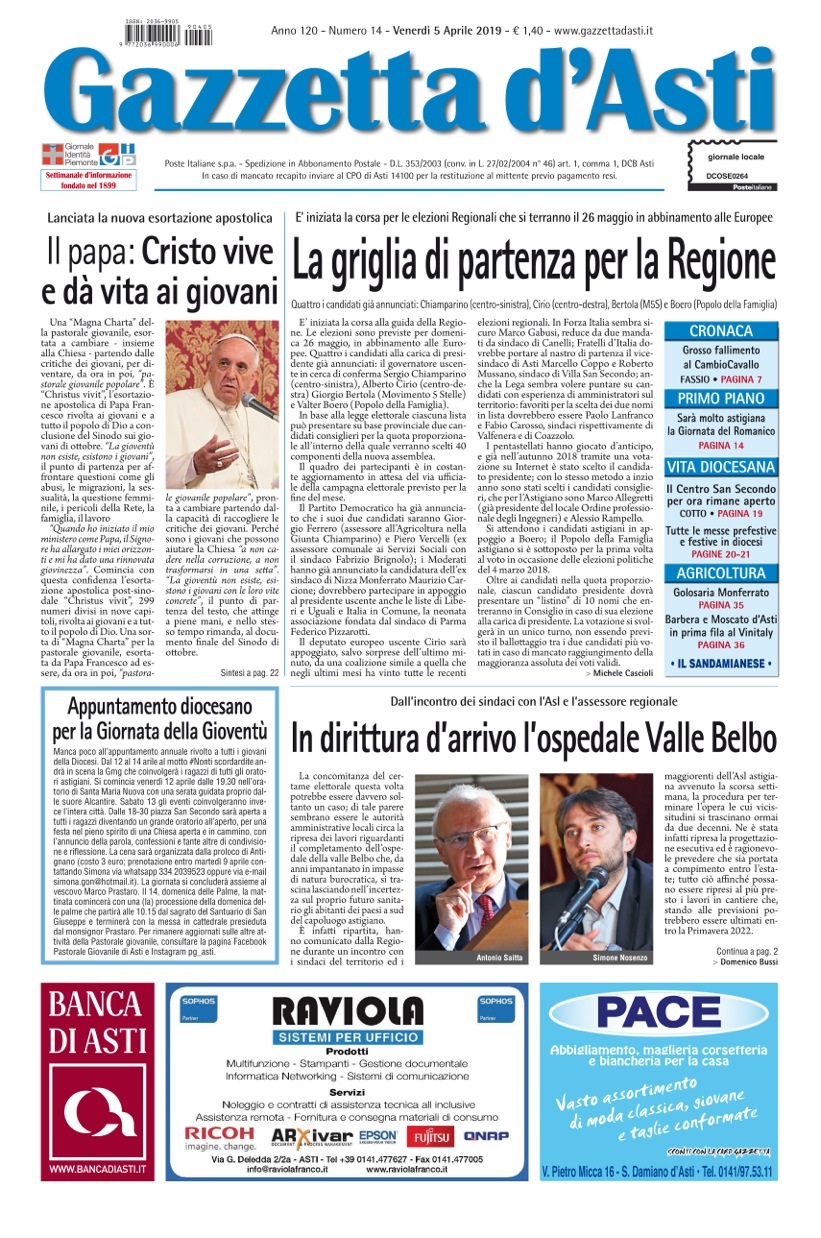 Prima pagina – 5 aprile 2019