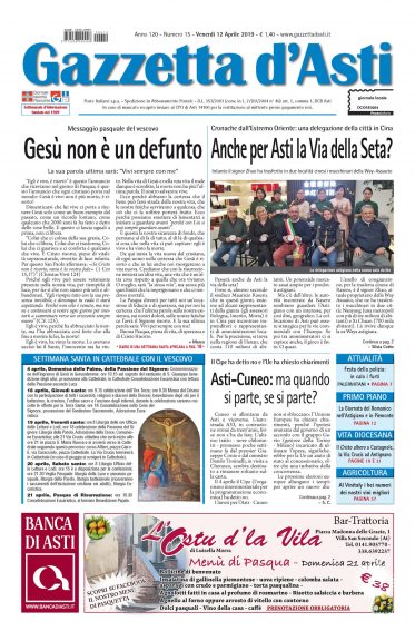 La Locandina della Gazzetta d’Asti: i principali argomenti della settimana