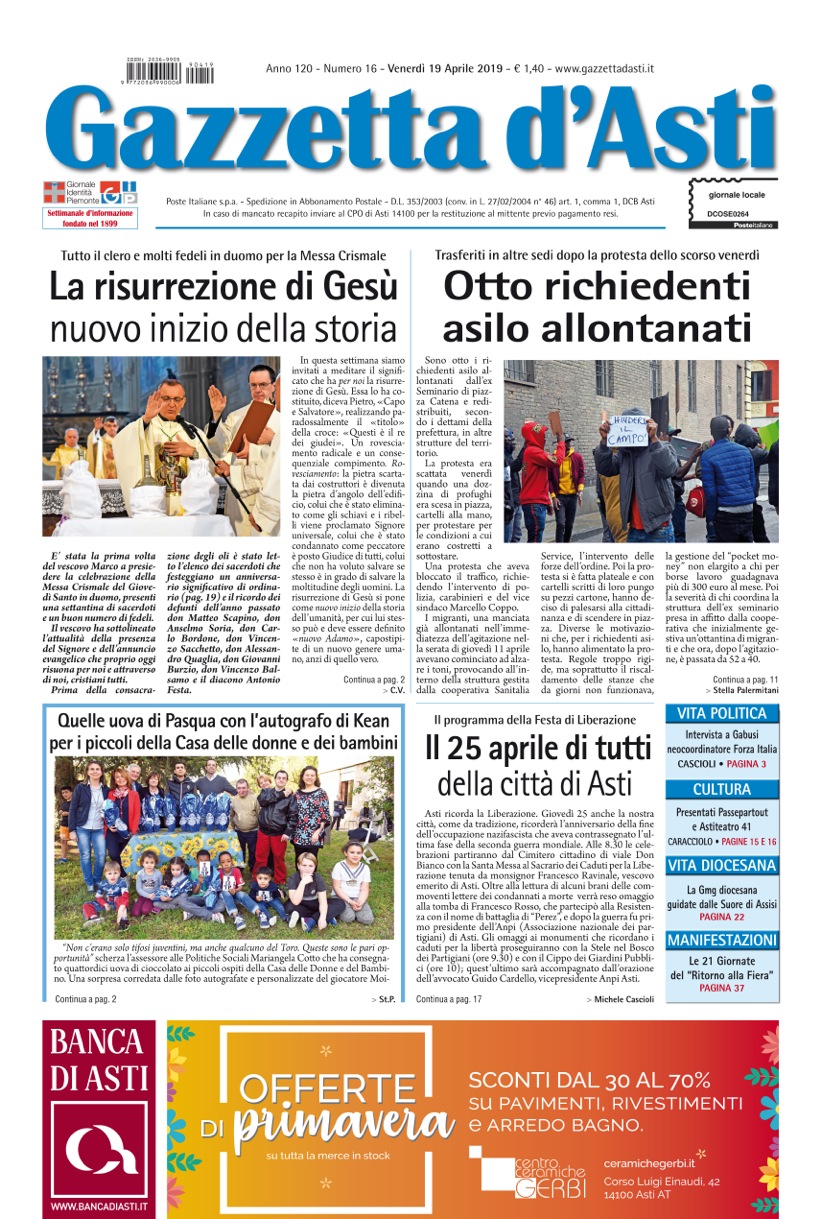 Prima pagina – 19 aprile 2019