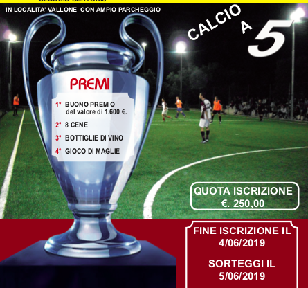 Oggi scadono le iscrizioni per il torneo di Calcio a 5 di Cocconato: 1600 euro il primo premio