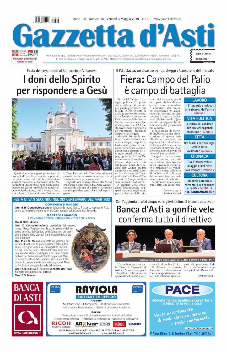 Prima pagina – 3 maggio 2019